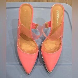 BCBGeneration Pink Heels Sleek Pointed-Toe Mules
